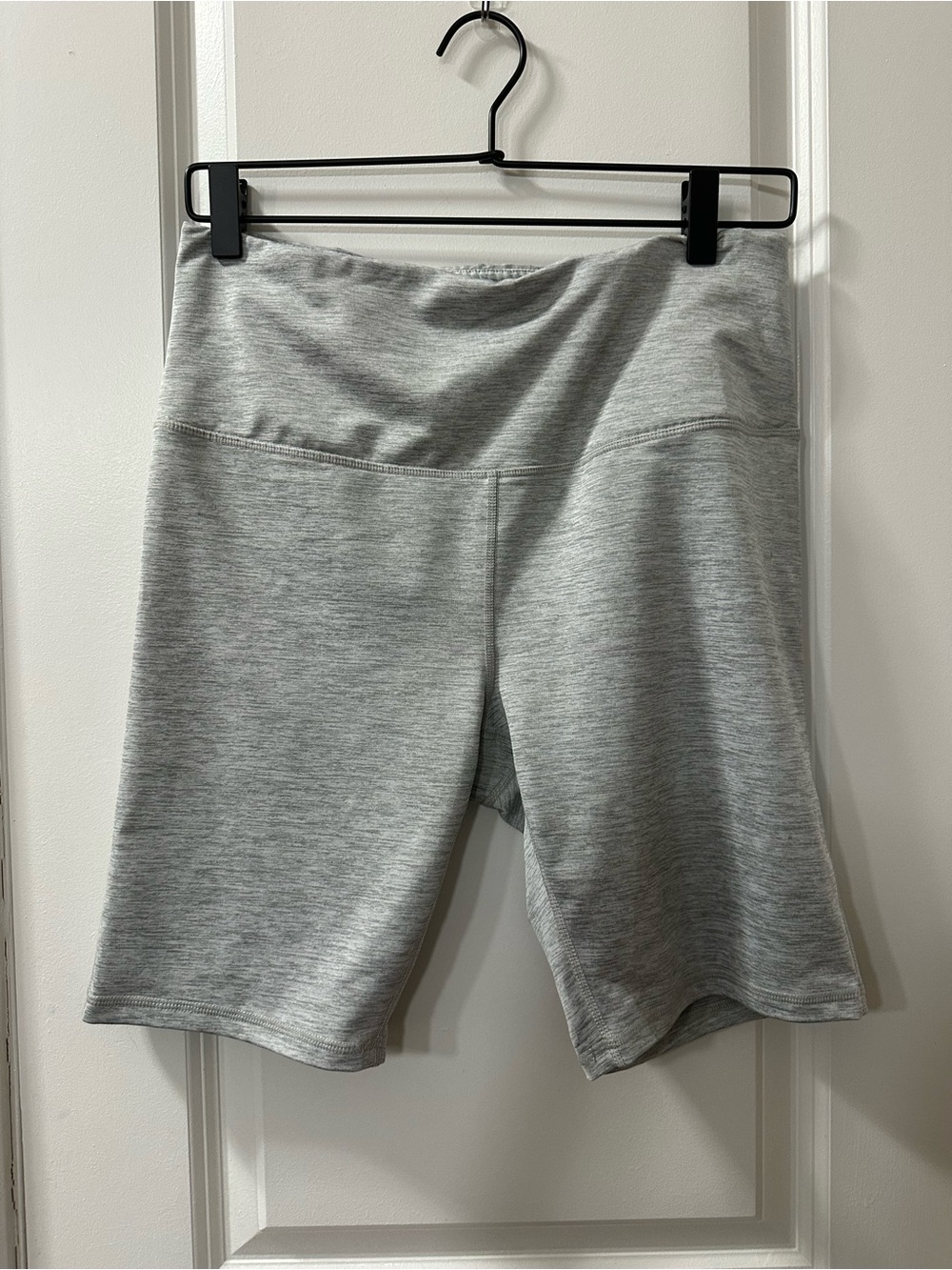 GAIAM Heather Light Gray High-Rise Bike Shorts